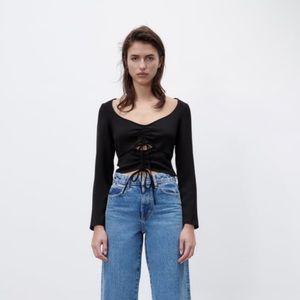 Zara ruched cut out top black